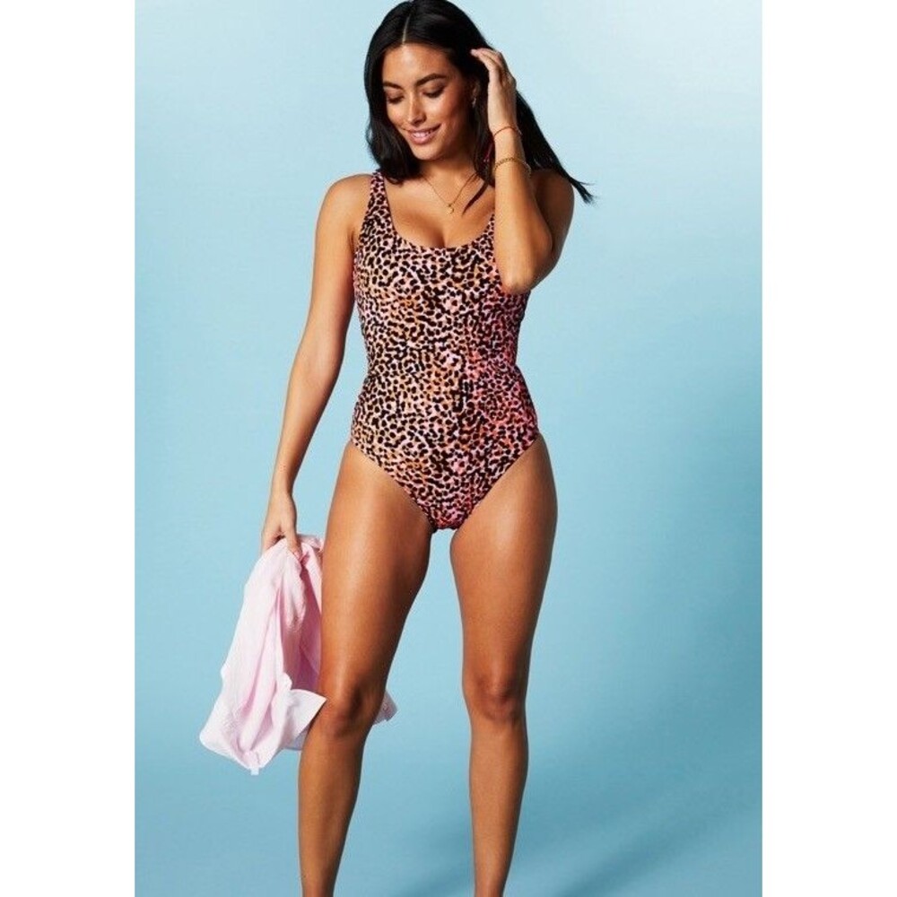 FABLETICS Scoop Tie Back Shaping One Piece Swimsuit Large Animal Print